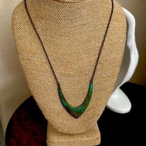 Patina chevron metal necklace